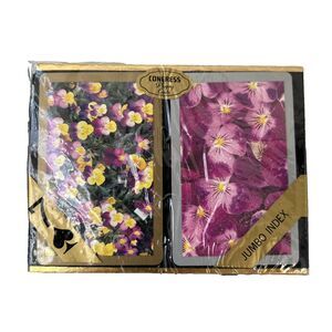 Congress Playing Cards Two Full Decks Jumbo Index Purple Pansies NEW Sealed